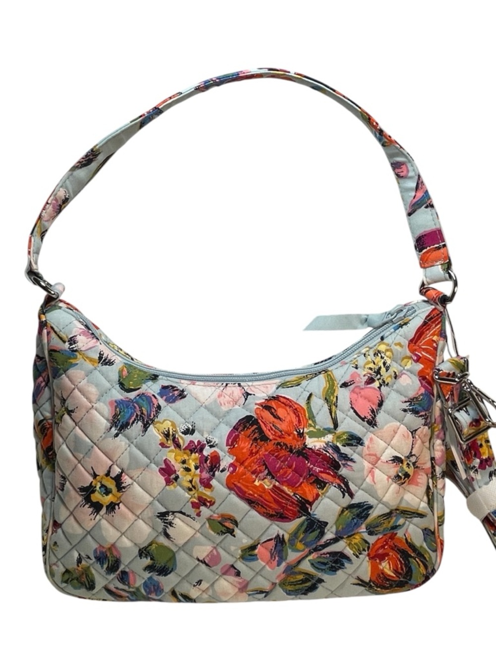 New Vera Bradley Frannie Crescent Shoulder Crossbody Sea Air Floral Cotton NWT